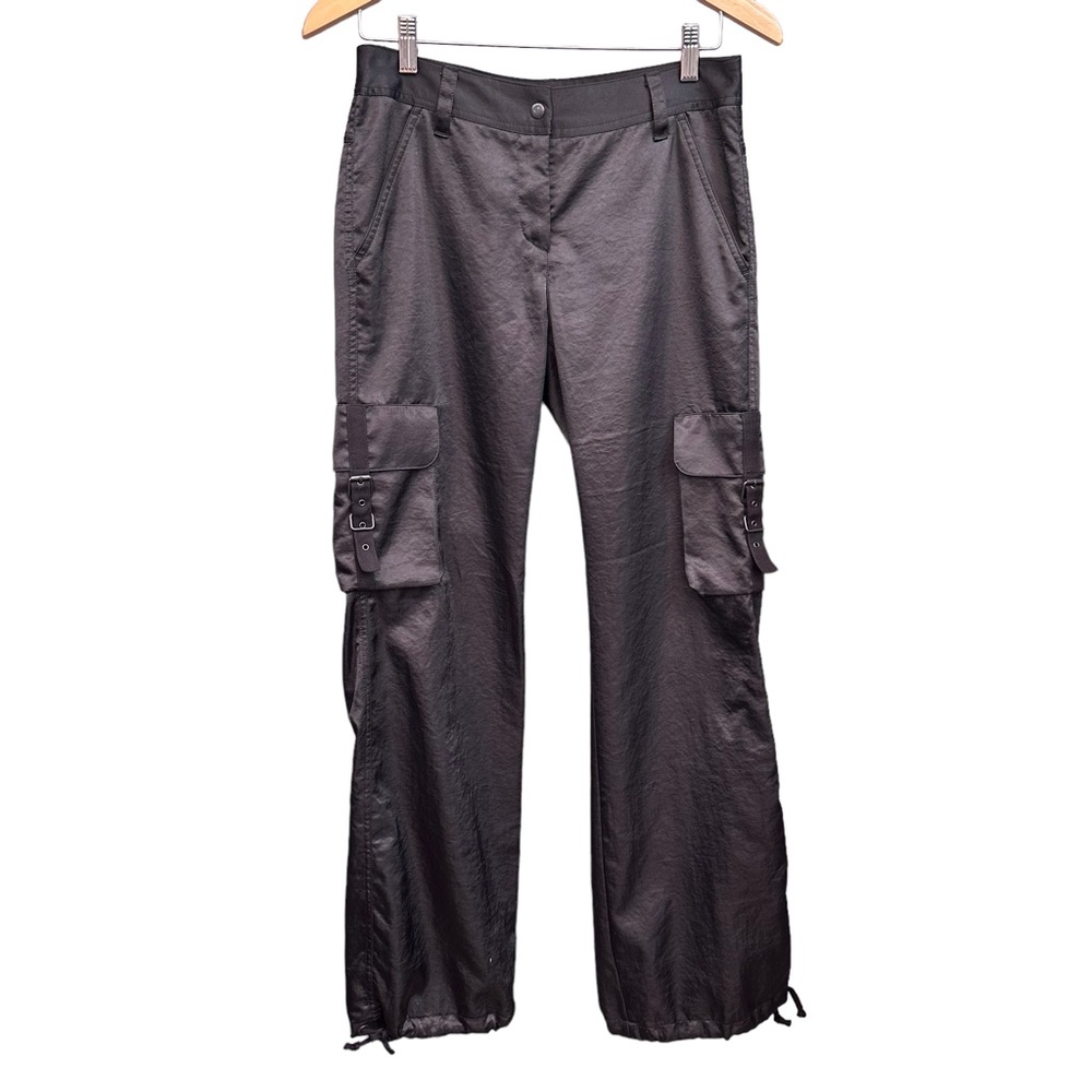 Y2K Express black‎ satin cargo pants. Size 2